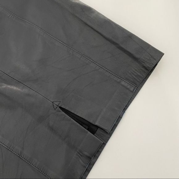 Vintage?80s?Dominic Bellissimo High Waisted Black Leather Skirt - Picture 9 of 16
